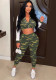 Women's Casual Trendy Color Block Camouflage Two Piece Set