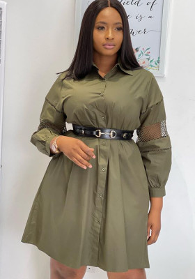 Plus Size Women's African Dress Short Long Sleeve Cutout Blouse Dress