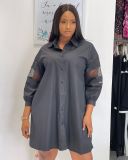 Plus Size Women's African Dress Short Long Sleeve Cutout Blouse Dress