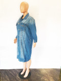 Women'S Fashion Long Sleeve Denim Trench Coat Cardigan Denim Shirt