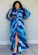 Sexy Nightclub Trend Cardigan Buttons Long Sleeve Print Dress