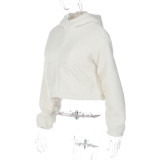 Women's Winter Fashion Cardigan Zip Hooded Long Sleeve Jacket
