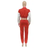 Women's Letter Print Casual Two-Piece Patchwork Tracksuit
