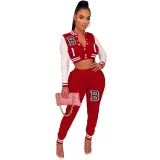 Women's Letter Print Casual Two-Piece Patchwork Tracksuit