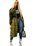 Womens Camo Print Zip Mesh Patchwork Jacket