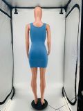 Women'S Sleeveless Straps Single Breasted Fashion High Stretch Sexy Denim Dress