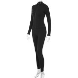 Women Fall Casual Zip Long Sleeve Top And Yoga Pants Two Piece
