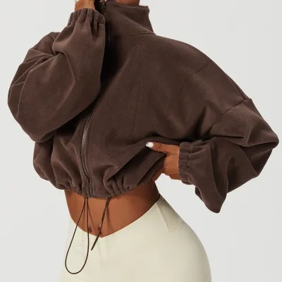 Outdoor lamb velvet sports jacket women's autumn Stand Collar loose velvet warm velvet jacket