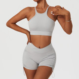 Yoga Wear Women's Short Stretch Quick Dry Tank Fitness Wear Tight Fitting Sports Vest Set