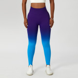 Gradient Seamless Yoga Pants Women's Butt Lift Sports Tight Fitting Pants High Waist Tummy Running Fitness Pants