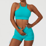 Yoga Wear Women's Short Stretch Quick Dry Tank Fitness Wear Tight Fitting Sports Vest Set