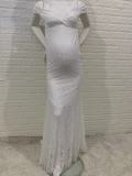 Women'S Lace Pregnant Women Trailing Short Sleeve Evening Dress Wedding Dress