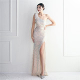 Sequins Clothing Long One-Shoulder Slim-Fit Fishtail Wedding Dress