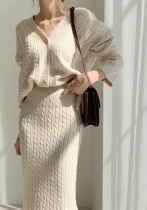 Women Sweater Jacket and Bodycon Skirt Two Piece