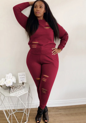 Fall Winter Casual Women's Solid Color Sports Two Piece