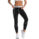 Body shaper sweat high waist belly pants yoga suit set sports sweat zipper long sleeve fitness sweat suit