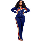 Women'S Sports Casual Fashion Two Piece Pocket Sportwear Pants Set Tracksuit