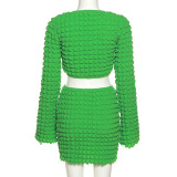 Fall Winter Women'S Fashion Solid Long Sleeve Slim Bodycon Two Piece Skirt Set