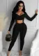 Sexy Women'S Solid Drawstring Lace-Up Open Waist Two Piece Pants Set