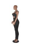 Sexy Ladies Women's Mesh Patchwork Sexy Suspender Leather Jumpsuit