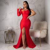 Party Sexy Low Back Women's Irregular One Shoulder Evening Dress