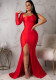 Party Sexy Low Back Women's Irregular One Shoulder Evening Dress