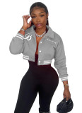 Women's Winter Fashion Printed Long Sleeve Baseball Jacket