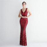 Chic Elegant Sequins Orientation Flower Party Mermaid Prom Dress Long Formal Party Slim Fit Evening Dress