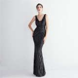 Chic Elegant Sequins Orientation Flower Party Mermaid Prom Dress Long Formal Party Slim Fit Evening Dress