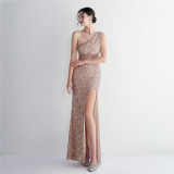 Plus Size Beauty Elegant Sequins Slit Formal Party Evening Dress