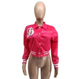 Women's Winter Fashion Printed Long Sleeve Baseball Jacket