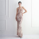 Chic Elegant Sequin Mermaid Prom Dress Straps Long Formal Party Slim Evening Dress