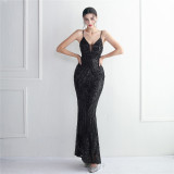 Chic Elegant Sequin Mermaid Prom Dress Straps Long Formal Party Slim Evening Dress