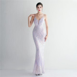 Chic Elegant Sequin Mermaid Prom Dress Straps Long Formal Party Slim Evening Dress