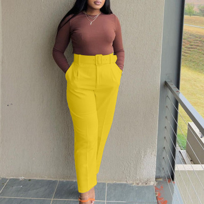 Women's Fashion Casual High Waist Solid Suit Pants Career Trousers