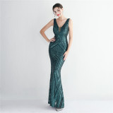 Chic Elegant Sequins Orientation Flower Party Mermaid Prom Dress Long Formal Party Slim Fit Evening Dress