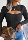 Wind Autumn and Winter Fashion keyhole Long Sleeve Women's Sweater