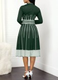 Women Fall Vintage Print Long Sleeve Dress