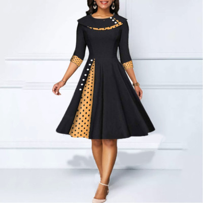 Women Colorblock Dot Dress