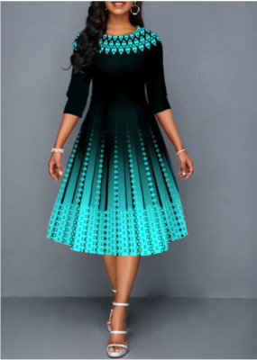 Women Print Half-Sleeve Dress