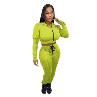 Women's Fall/Winter Casual Solid Color Two-Piece Sports Suit