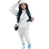 Women'S Fashion Casual Solid Color Fleece Hoodies Two Piece Tracksuit