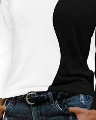 Women Long Sleeve Round Neck Hollow Out Casual Loose Shiny T-Shirt
