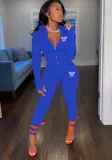 Women Long Sleeve Colorblock Hoodies and Pant Two Piece