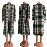 Women Plaid Turndown Collar Jacket