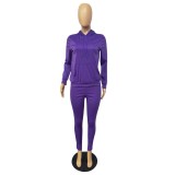 Women Casual Solid Long Sleeve Top and Pant Two Piece