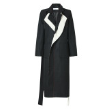 Women Vintage Long Blazer Trench Coat