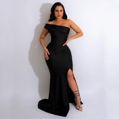 Autumn and winter women's fashion sexy Tight Fitting pleated swing dress