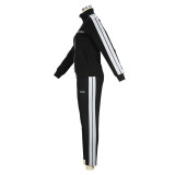 Fashion Letter Print Zip Side Stripe Patchwork Two Piece Tracksuit