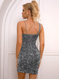 Women'S straps Solid Color Slim Fit Sexy Sequin Party Dress